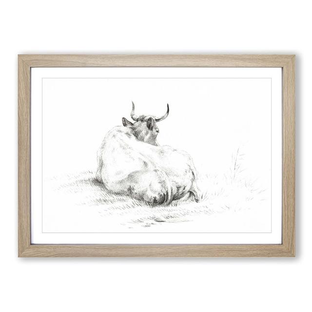 Rear of a Lying Cow by Jean Bernard - Picture Frame Drawing Print East Urban Home Size: 48cm H x 65cm W x 2cm D, Frame Option: Oak Framed on Productcaster.