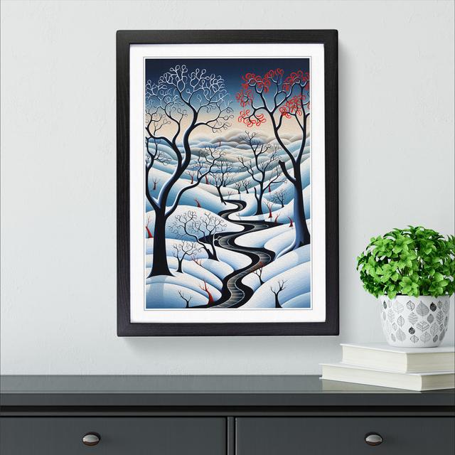 Winter Landscape Orphism - Single Picture Frame Print on Wood Marlow Home Co. Size: 34cm H x 25cm W x 2cm D, Format: Black on Productcaster.