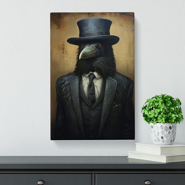 Crow in a Suit Painting Happy Larry Size: 76cm H x 50cm W x 3cm D on Productcaster.