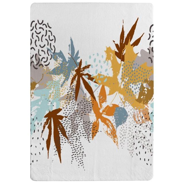 Pabon Japanese Maple Leaves Designer Shaggy Blue/Yellow/Brown Rug East Urban Home Rug Size: Rectangle 60 x 110cm on Productcaster.