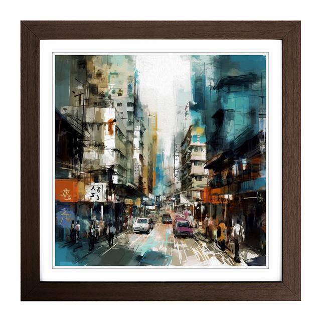 City Of Hong Kong Gestural - Single Picture Frame Print on Wood Marlow Home Co. Format: Walnut on Productcaster.