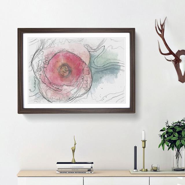 A Pink Hibiscus Flower in Abstract - Picture Frame Graphic Art Print East Urban Home Size: 48cm H x 65cm W x 2cm D, Frame Option: Walnut Framed on Productcaster.