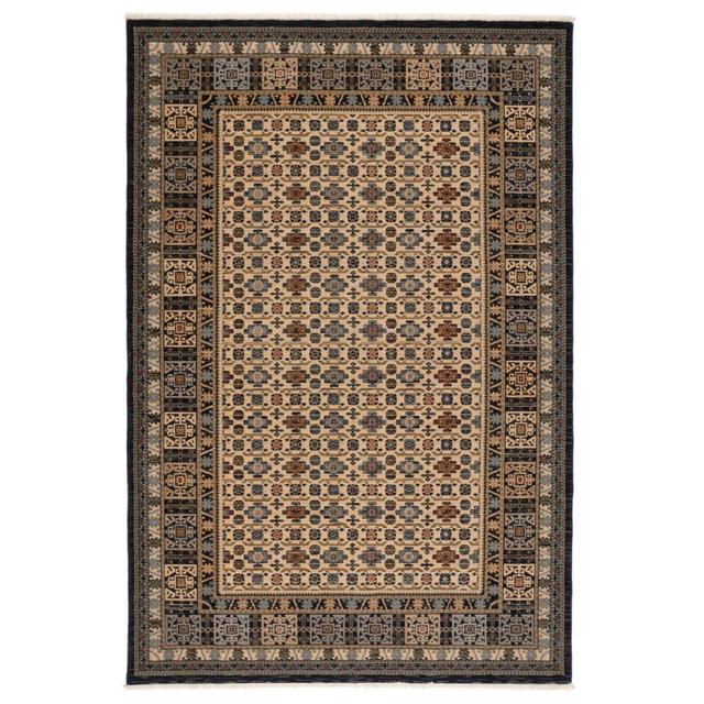 Rectangle Chrystene Oriental Handmade Machine Woven Rectangle Wool Area Rug in Dark/Blue/Gold Latitude Vive Rug Size: Rectangle 160 x 230cm on Productcaster.