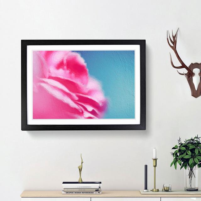 Pink Carnation on Blue - Picture Frame Painting Print East Urban Home Size: 36cm H x 48cm W x 2cm D, Frame Option: Black Framed on Productcaster.