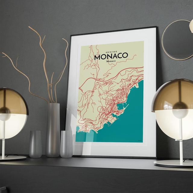 Monaco City Map in Tricolour - Unframed Graphic Art Borough Wharf Size: 17cm H x 11cm W x 0.05cm D on Productcaster.