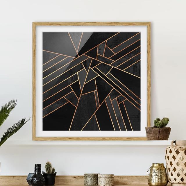 Black Triangles Gold - Picture Frame Graphic Art Fairmont Park Size: 30cm H x 30cm W x 2cm D, Frame Option: Brown Framed, Matte Colour: White on Productcaster.