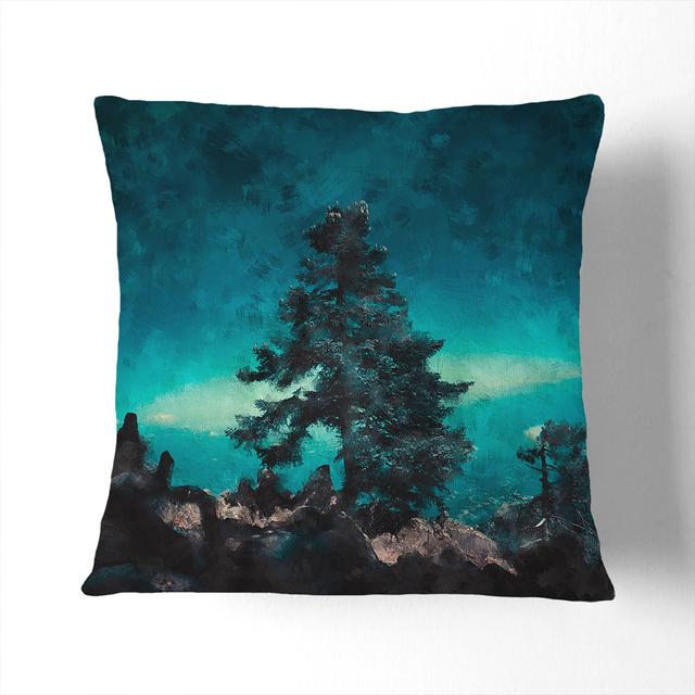 Tree on a Mountain Top Cushion with Filling East Urban Home Size: 40cm H x 40cm W x 15cm D, Backing Colour: Stone on Productcaster.