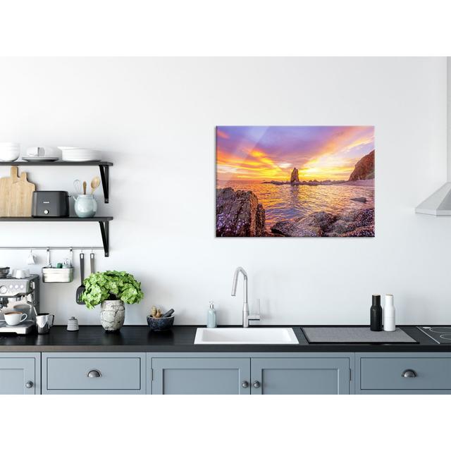 Coastline with Sunset - Unframed Photograph on Glass Highland Dunes Size: 70cm H x 100cm W x 0.4cm D on Productcaster.