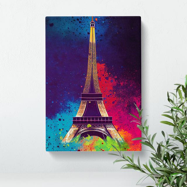 Eiffel Tower Paint Splash No.5 - Wrapped Canvas Graphic Art 17 Stories Size: 50cm H x 35cm W x 3cm D on Productcaster.