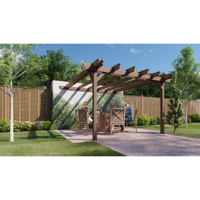 Bauke Solid Wood Pergola Dakota Fields Finish: Rustic Brown, Size: 25.7 ft x 7.10 ft on Productcaster.