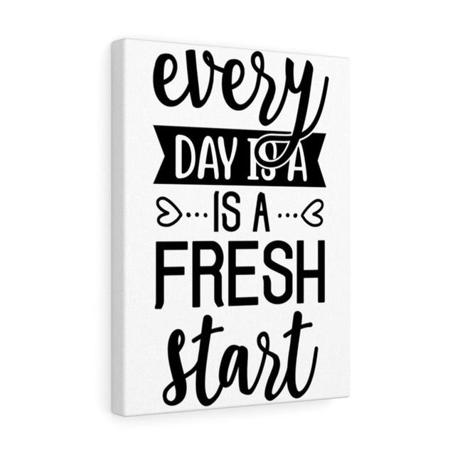 Every Day Is a Fresh Start - Wrapped Canvas Typography Blue Elephant on Productcaster.