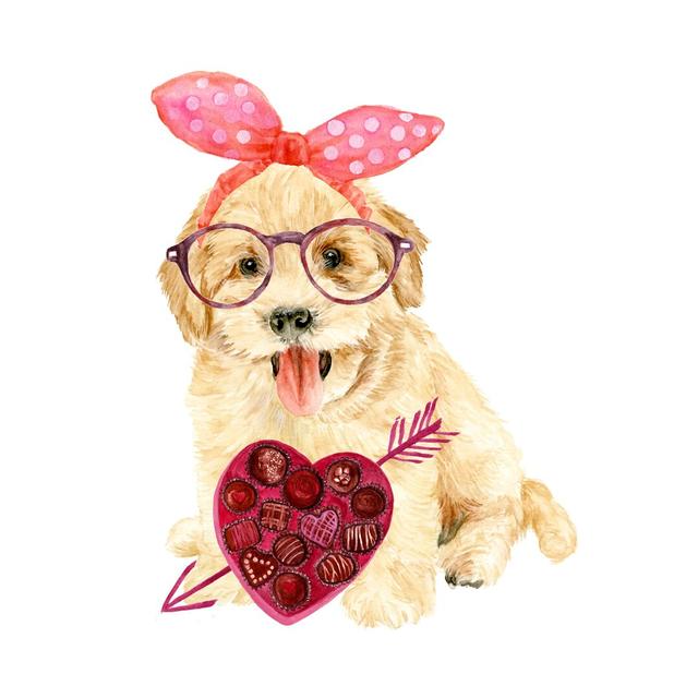 Valentine Puppy IV by Melissa Wang - Wrapped Canvas Painting Maturi Size: 76cm H x 76cm W on Productcaster.