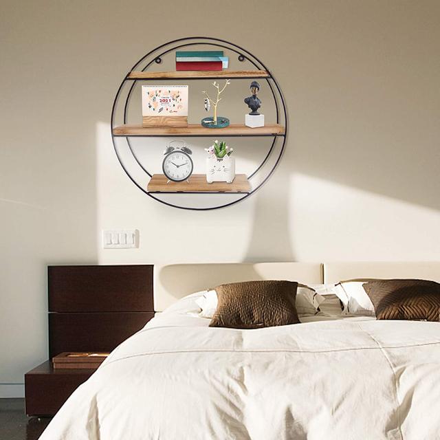 Unwind 3 Piece Circle Solid Wood Floating Shelf Borough Wharf on Productcaster.