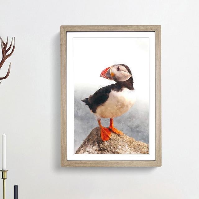 An Atlantic Puffin - Picture Frame Painting Print East Urban Home Frame Option: Oak Framed, Size: 63cm H x 45cm W x 2cm D on Productcaster.