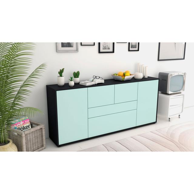 Verano 2 Door 2 Drawer Sideboard Latitude Run Colour (Body/Front): Black/Light blue on Productcaster.