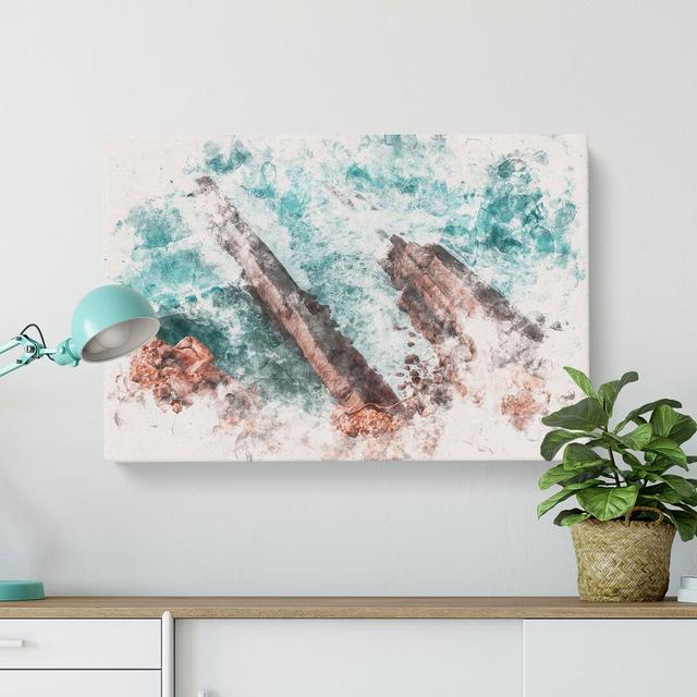 Waves Crashing at Cabo Espichel in Portugal - Wrapped Canvas Graphic Art Print East Urban Home Size: 60cm H x 91cm W x 3cm D on Productcaster.