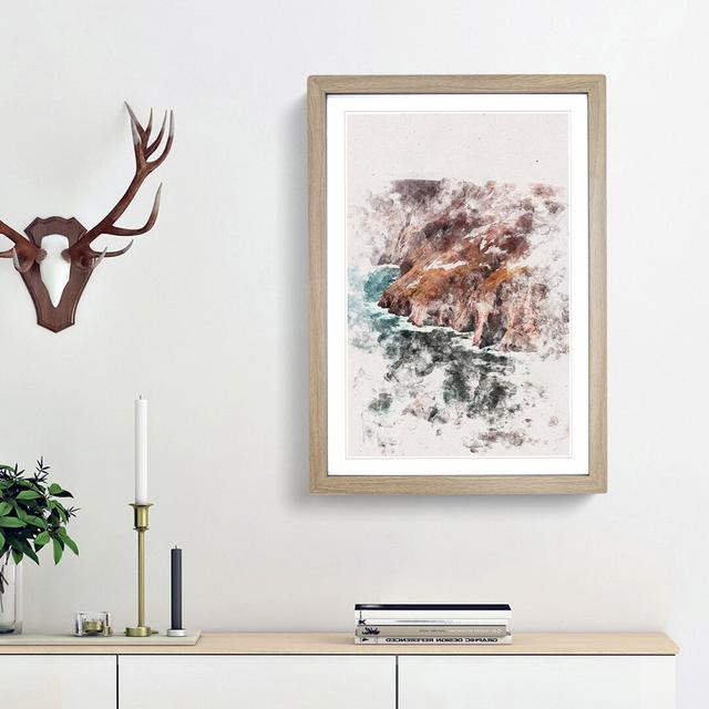 Slieve League Mountain in Ireland - Picture Frame Graphic Art Print East Urban Home Size: 45cm H x 33cm W x 2cm D, Frame Option: Oak Framed on Productcaster.