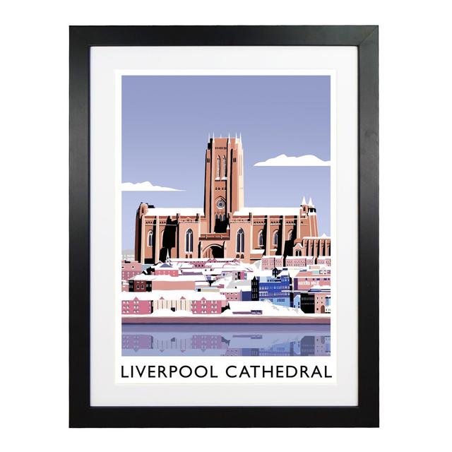 Liverpool Cathedral in Snow by Richard O'Neil - Graphic Art Print on Paper East Urban Home Format: Black Wood Frame, Size: 43.5 cm H x 33.5 cm W x 2.2 on Productcaster.