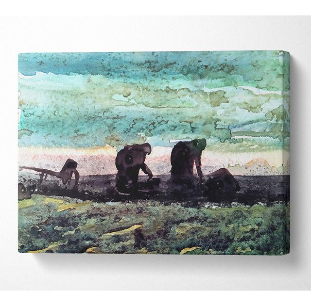 Van Gogh Two Farmers - Wrapped Canvas Art Prints ClassicLiving Size: 50.8cm H x 81.3cm W on Productcaster.