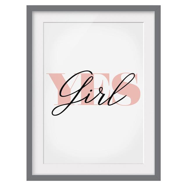 Yes Girl Framed Photographic Print East Urban Home Frame Options: Matt grey, Size: 70cm H x 50cm W on Productcaster.