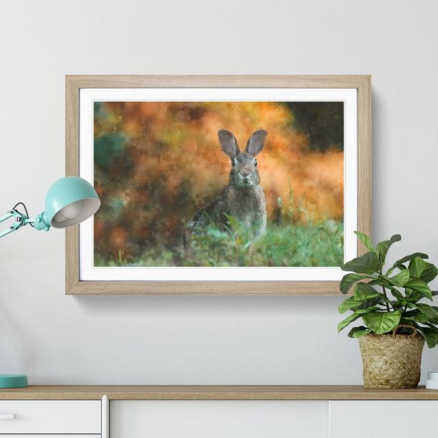 Hare in a Meadow - Picture Frame Painting Print East Urban Home Size: 45cm H x 63cm W x 2cm D, Frame Option: Oak Framed on Productcaster.