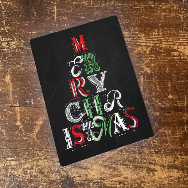 Merry Christmas Chalkboard - No Frame Print on Metal The Seasonal Aisle on Productcaster.