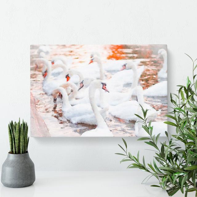 White Swans - Wrapped Canvas Print East Urban Home Size: 50cm H x 76cm W x 3cm D on Productcaster.