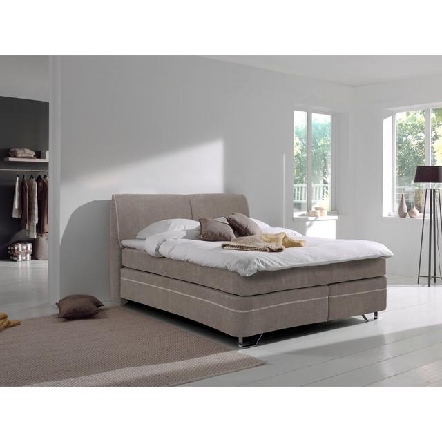 Boxspringbett Hunsaker COTTA Matratzenhärte: H3, Größe: 140 x 200 cm, Farbe: Taupe on Productcaster.