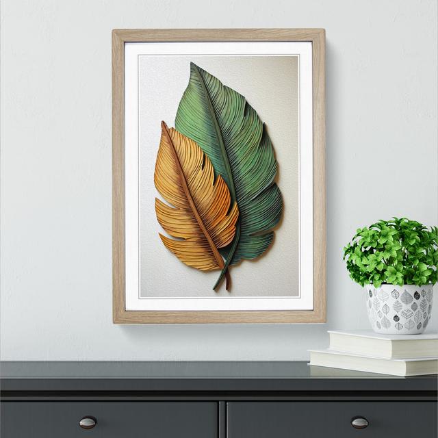 Palm Leaf Informel - Print Marlow Home Co. Frame Colour: Oak, Size: 46cm H x 34cm W x 2cm D on Productcaster.