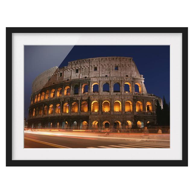 Colosseum in Rome, Italy at night - Picture Frame Photograph Print on Paper East Urban Home Rahmenoptionen: Matt black, Size: 40cm H x 55cm W on Productcaster.