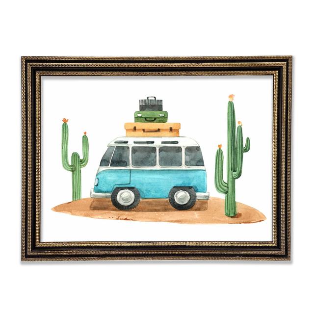 Vw Camper Cactus Framed Print Gracie Oaks Size: 42cm H x 59.7cm W x 3cm D, Format: Black Framed Paper on Productcaster.