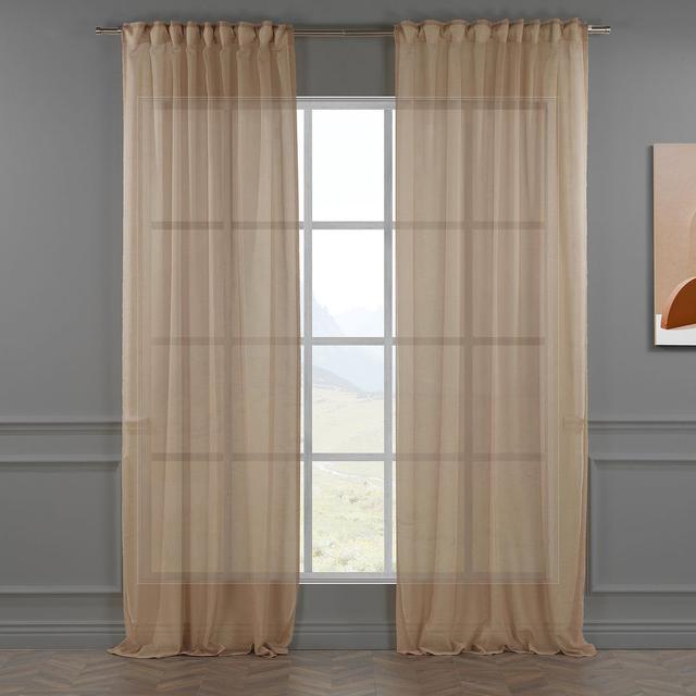 Gardinen-Set mit Stangendurchzug, transparent (Set of 2) Lilijan Home & Curtain Panel-Größe: 140 cm B x 175 cm L, Farbe: Hellbraun on Productcaster.