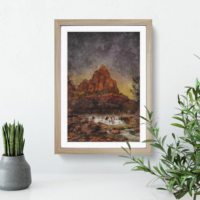 Beneath the Stars in Zion National Park - Picture Frame Painting East Urban Home Size: 65cm H x 48cm W x 2cm D, Frame Option: Oak Framed on Productcaster.