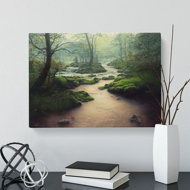 Attractive Forest Stream - Wrapped Canvas Photograph Alpen Home Size: 40cm H x 60cm W x 3cm D on Productcaster.