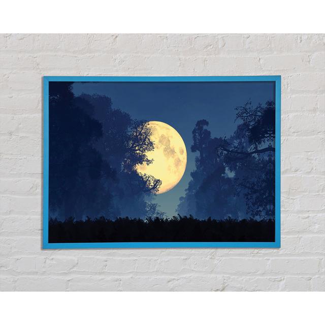 Stunning Midnight Moon Through the Trees Forest - Wrapped Canvas Photograph Print East Urban Home Size: 59.7cm H x 84.1cm W x 2cm D, Format: Blue Fram on Productcaster.