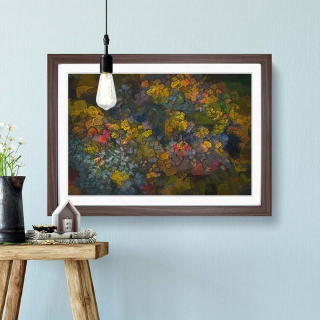 River Through an Autumn Forest in Abstract - Picture Frame Graphic Art Print East Urban Home Size: 50cm H x 76cm W x 2cm D, Frame Option: Walnut on Productcaster.