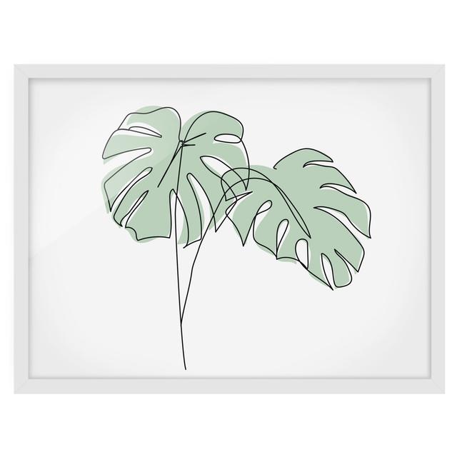 Monstera Leaves Line Art - Picture Frame Graphic Art Bay Isle Home Frame Option: White Framed, Size: 50cm H x 70cm W x 2cm D on Productcaster.