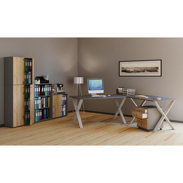 Brambly Cottage "Lona" corner desk, with X-shaped feet Brambly Cottage Colour: Black/White, Size: 76cm H x 160cm W x 80cm D on Productcaster.