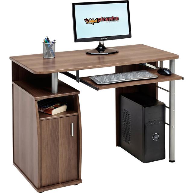 Computer Desk with Shelves made of Wood Dark Walnut by 17 Stories on Productcaster.