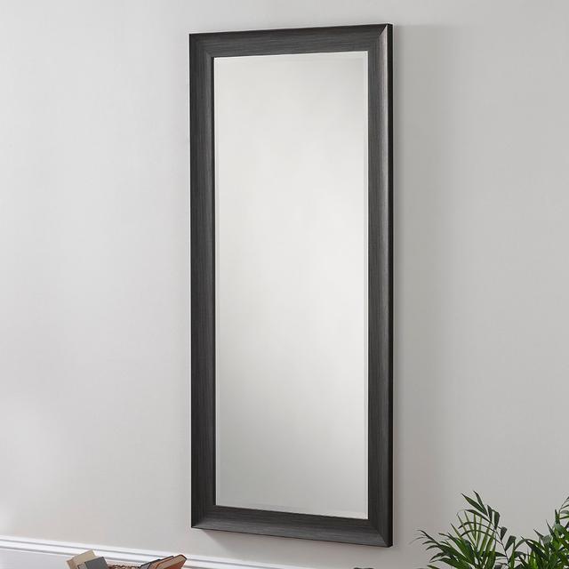 Greenlawn Glass Concave Wall Mirror Three Posts Size: 76cm H x 167.5cm W, Finish: Dark Grey on Productcaster.