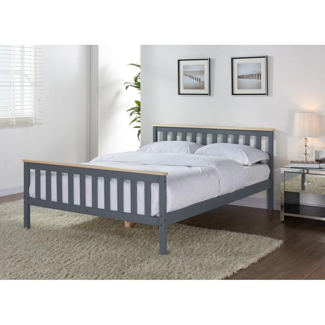 Woodford White & Oak Single Bed Rosalind Wheeler Colour: Grey/Oak, Size: Double (4'6) on Productcaster.