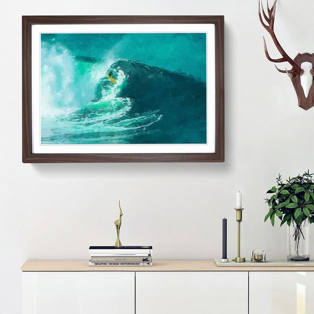 Surfing in Hawaii - Picture Frame Graphic Art Print East Urban Home Size: 27cm H x 36cm W x 2cm D, Frame Option: Walnut Framed on Productcaster.