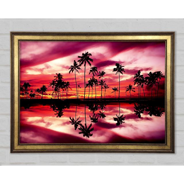 Pink Palm Tree Reflections Framed Print 17 Stories Size: 59.7cm H x 84.1cm W on Productcaster.