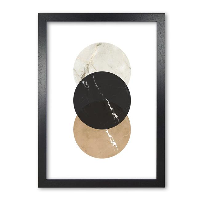 Gold, Beige And Black Marble Abstract Circles - Print East Urban Home Format: Black Grain Frame, Size: 42 cm H x 30 cm W x 5 cm D on Productcaster.