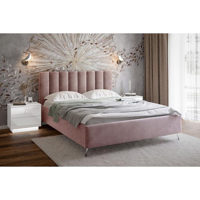 Velvet Vicente Super King (6') Upholstered Ottoman Bed Mikado Living Colour: Pink, Size: European Kingsize on Productcaster.