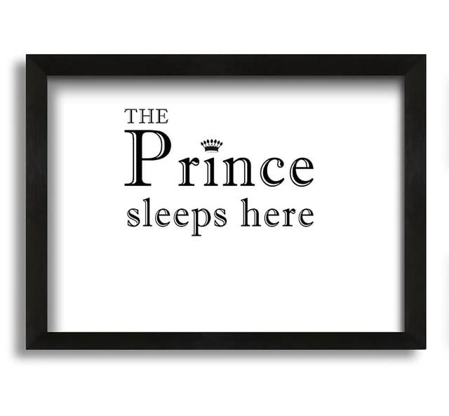 The Prince Sleeps Here - Picture Frame Typography on Canvas Brayden Studio Colour: White, Size: 60cm H x 84cm W x 10cm D on Productcaster.