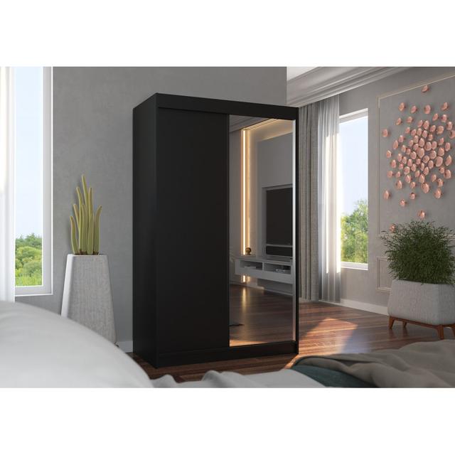 Cessal 2 Door Sliding Wardrobe Zipcode Design Finish: Black, Size: 200cm H x 120cm W x 58cm D on Productcaster.