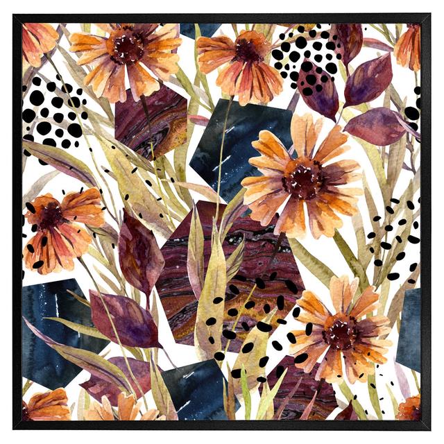 Conchita Autumn Geometric Flowers - Single Picture Frame Art Prints Pergo Classics Frame Colour: Black Framed, Size: 41cm H x 41cm W x 4cm D on Productcaster.