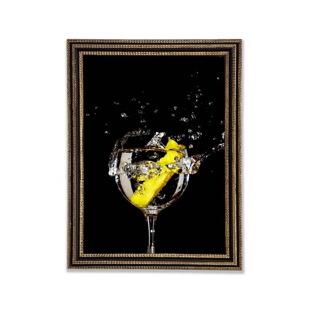 Gin And Tonic Lemon Splash - Print Brayden Studio Size: 29.7cm H x 42cm W x 3cm D, Format: Black Framed Paper on Productcaster.