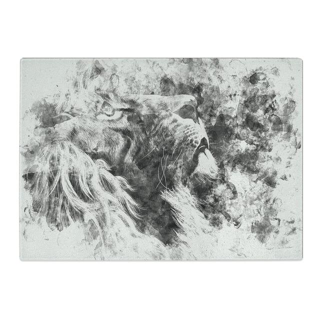 Tempered Glass Majestic Lion Illustration Chopping Board East Urban Home Size: 28.5 cm x 39 cm on Productcaster.